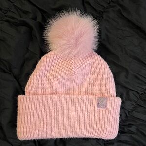 victoria's secret pink knit pom pom beanie